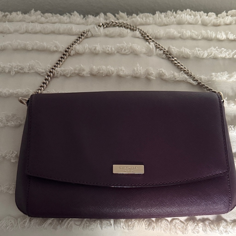 Kate Spade Purple Evening Clutch Shoulder Bag with Chain Strap
